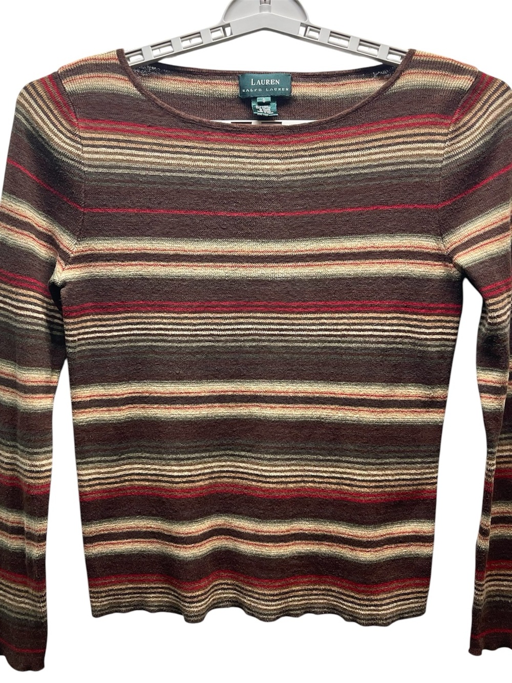 Lauren Ralph Lauren Woman’s Size S Southwestern Earth Tone Striped Knit Sweater